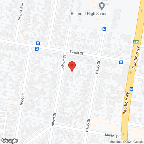 Google map for 8 Albert Street, Belmont 2280, NSW